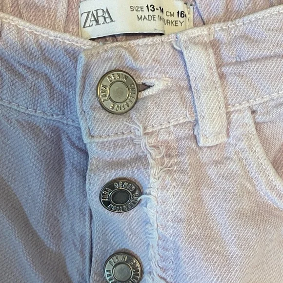 Zara Pink Distressed lilac Denim Jean Shorts - Picture 3 of 7
